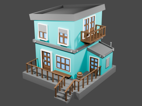 Einfaches Low-Poly-Haus 3D Modell