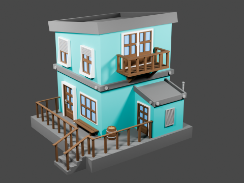 Casa semplice a basso numero di poligoni Modello 3D