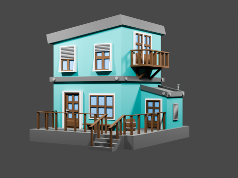 Casa semplice a basso numero di poligoni Modello 3D