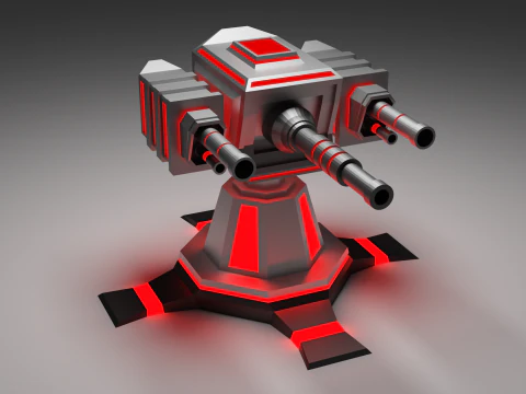 Tourelle simple Low Poly Modèle 3D