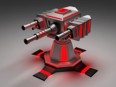 Simple Low Poly Turret 3D Model