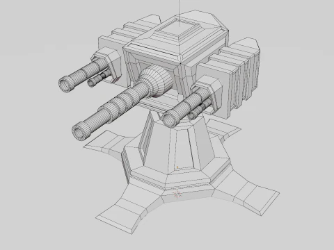 Simple Low Poly Turret 3D Model