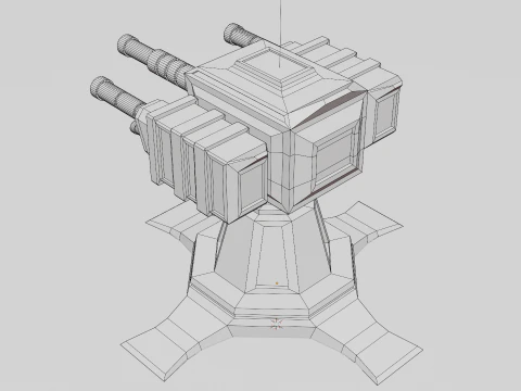 Simple Low Poly Turret 3D Model