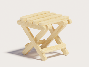 wooden stool 3D Модель