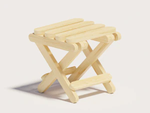 나무 의자 3D 모델