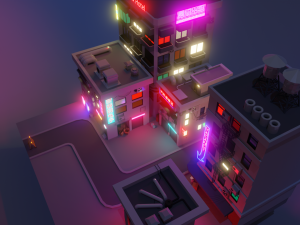 cyberpunk buildings Model 3D