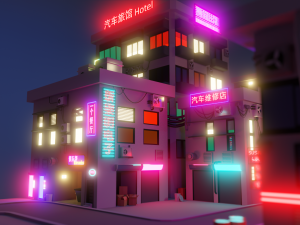cyberpunk buildings Model 3D