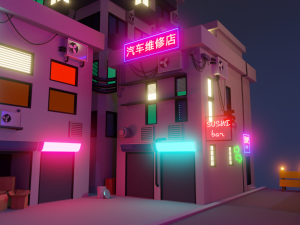 cyberpunk buildings Model 3D