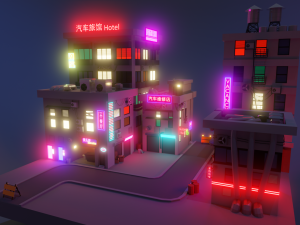 cyberpunk buildings Model 3D