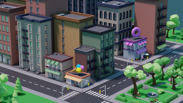 polygon city Modello 3D .c4d .max .obj .3ds .fbx .stl .blend 
