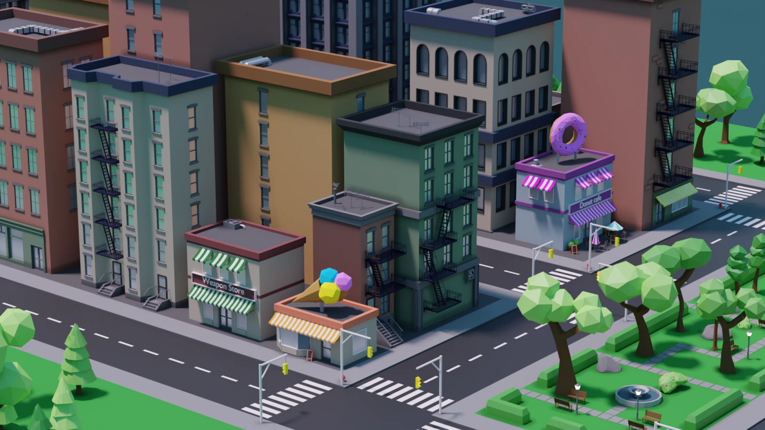 polygon city 3D Model .c4d .max .obj .3ds .fbx .stl .blend 