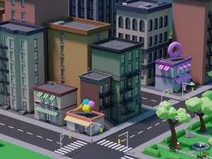 ville polygonale Modèle 3D