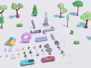 polygon city Modello 3D