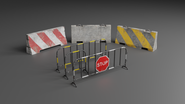 traffic barriers 3D Model .c4d .max .obj .3ds .fbx .stl .blend 