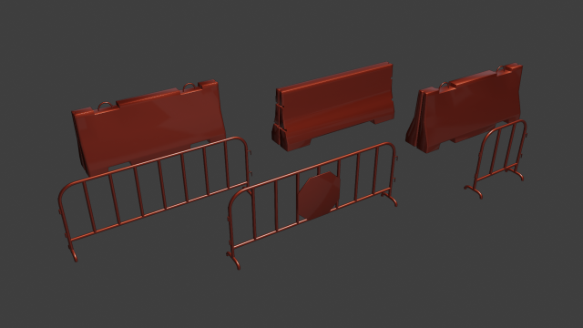 traffic barriers Low-poly 3D Model
