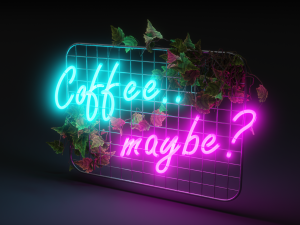 neon sign coffee maybe Modelo 3D