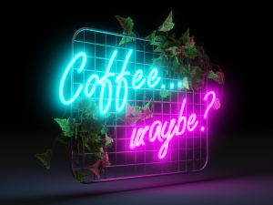 neon sign coffee maybe Modelo 3D