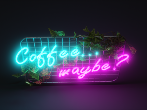 neon sign coffee maybe Modelo 3D