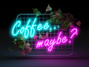 neon sign coffee maybe Modelo 3D
