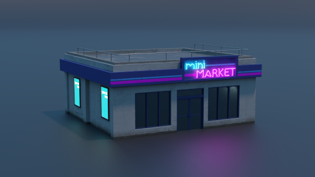 mini market store Model 3D .c4d .max .obj .3ds .fbx .stl .blend 