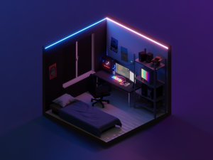 isometric gaming room 1 3D 模型