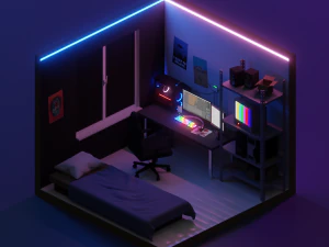 isometric gaming room 1 3D Model
