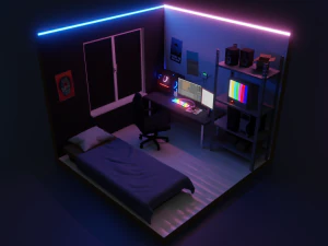 isometric gaming room 1 3D Model