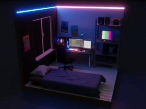isometric gaming room 1 3D Model