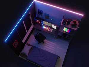 isometric gaming room 1 3D Model