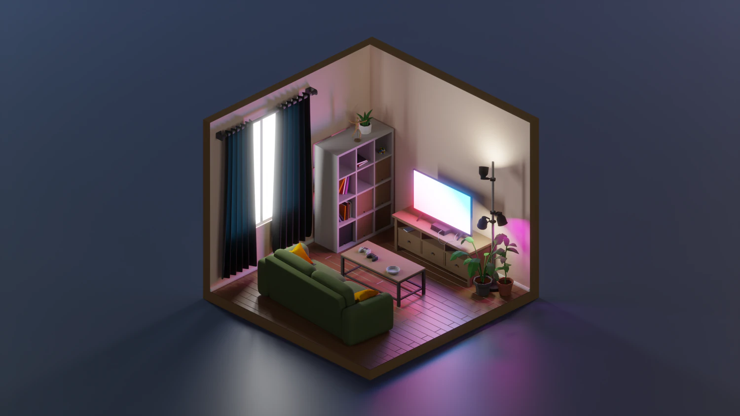 isometric living room 1 3D Model .c4d .max .obj .3ds .fbx .stl .blend