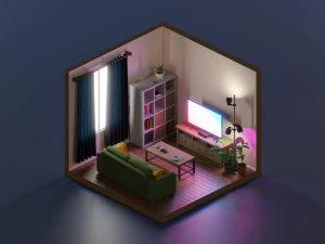 等尺性のリビング ルーム 1 3Dモデル