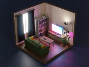 isometric living room 1 3D Model