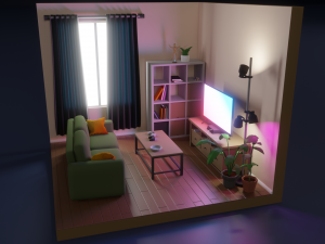 isometric living room 1 Model 3D
