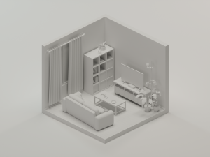 isometric living room 1 Model 3D