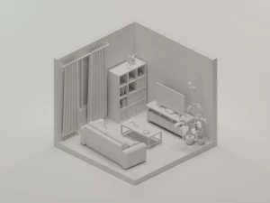 isometric living room 1 3D Model