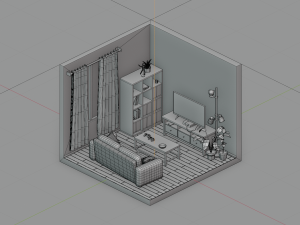 isometric living room 1 Model 3D