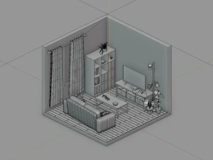 isometric living room 1 3D Model