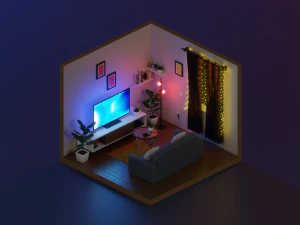 等尺性のリビング ルーム 2 3Dモデル