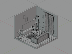 isometric living room 2 3D 模型