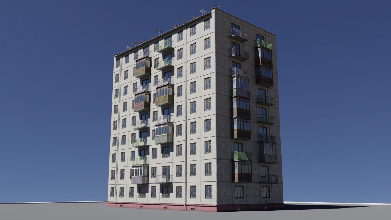 modular soviet panel apartment house 3D Model .c4d .max .obj .3ds .fbx .stl .blend