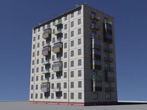 modular soviet panel apartment house 3D Model