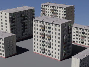 modular soviet panel apartment house 3D Model