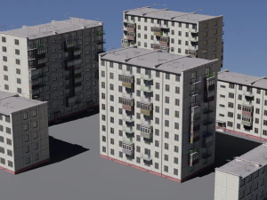 modular soviet panel apartment house 3D Model