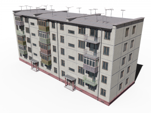 modular soviet panel apartment house 3D Model