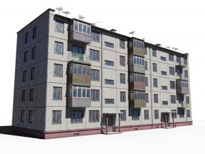 modular soviet panel apartment house 3D Model