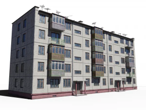 modular soviet panel apartment house 3D Model