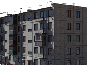 modular soviet panel apartment house 3D Model