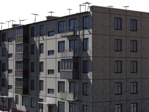 modular soviet panel apartment house 3D Model