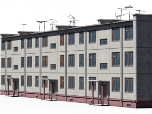 modular soviet panel apartment house 3D Model