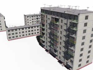 modular soviet panel apartment house 3D Model